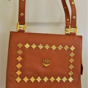 MCM Camel Colored Leather Shoulder Bag